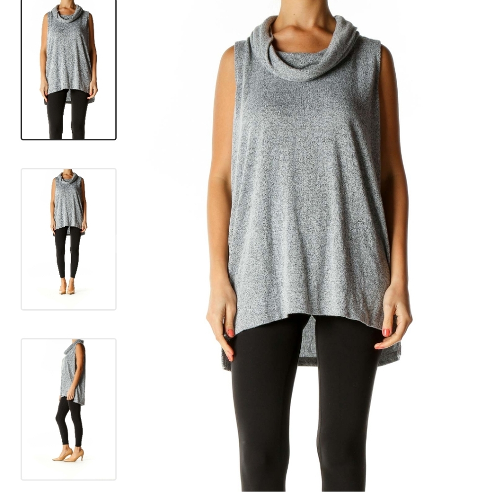Lou & Grey Textured All Day Wear Sleeveless Cowlneck Sweater
